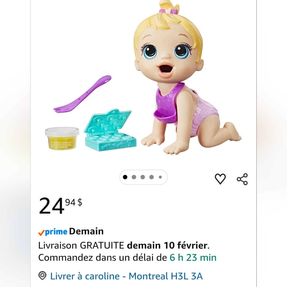 NWT Baby Alive Lil Snacks Doll with Blonde Hair